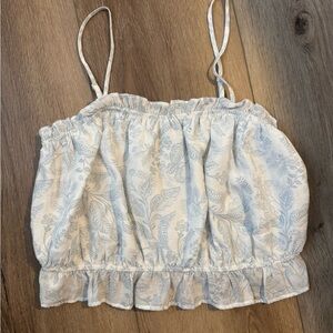 Paper Crane Blue and White Leaf Print Camisole